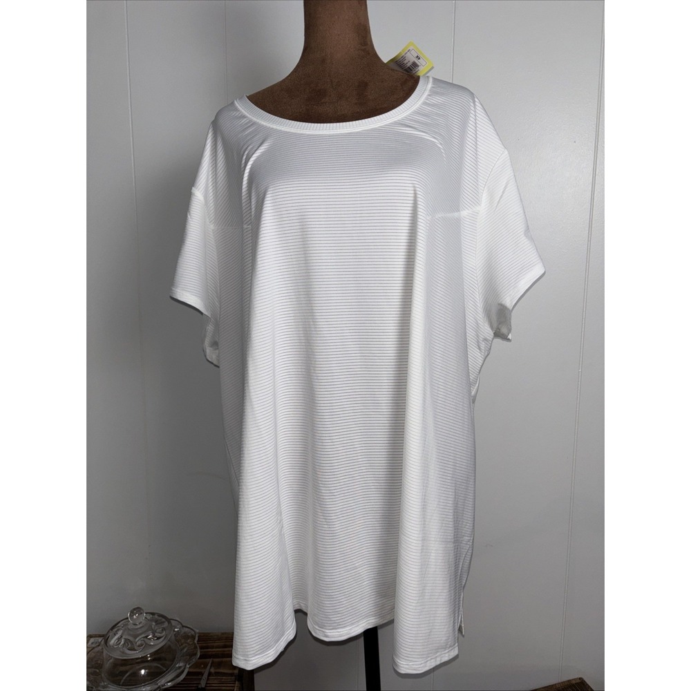 All In Motion Ribbed Short Sleeve White Top Size 4X Form Fashion T New with Tag